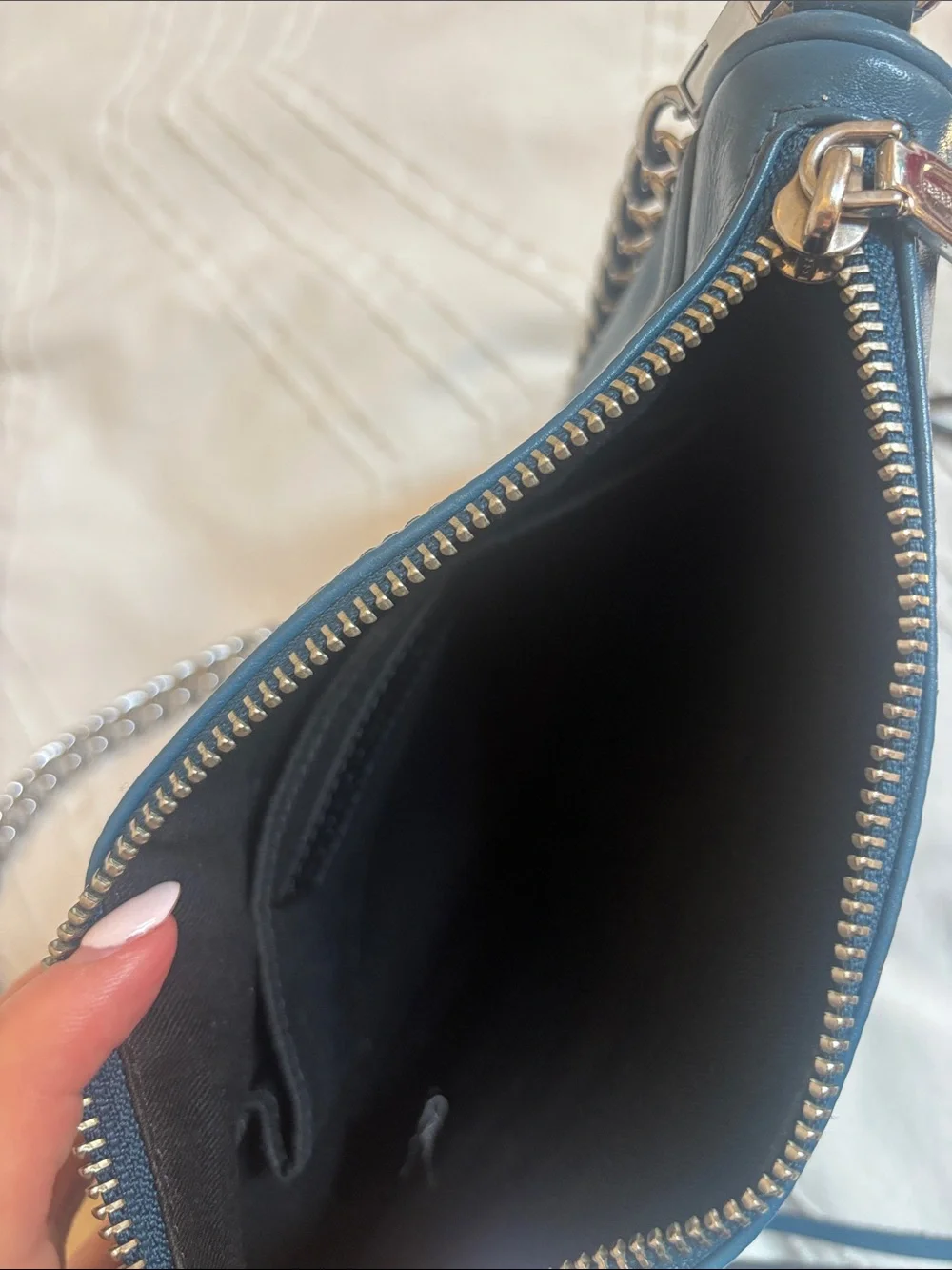 Rebecca Minkoff Leather Crossbody Shoulder Bag in Dark Teal with Silver Hardware